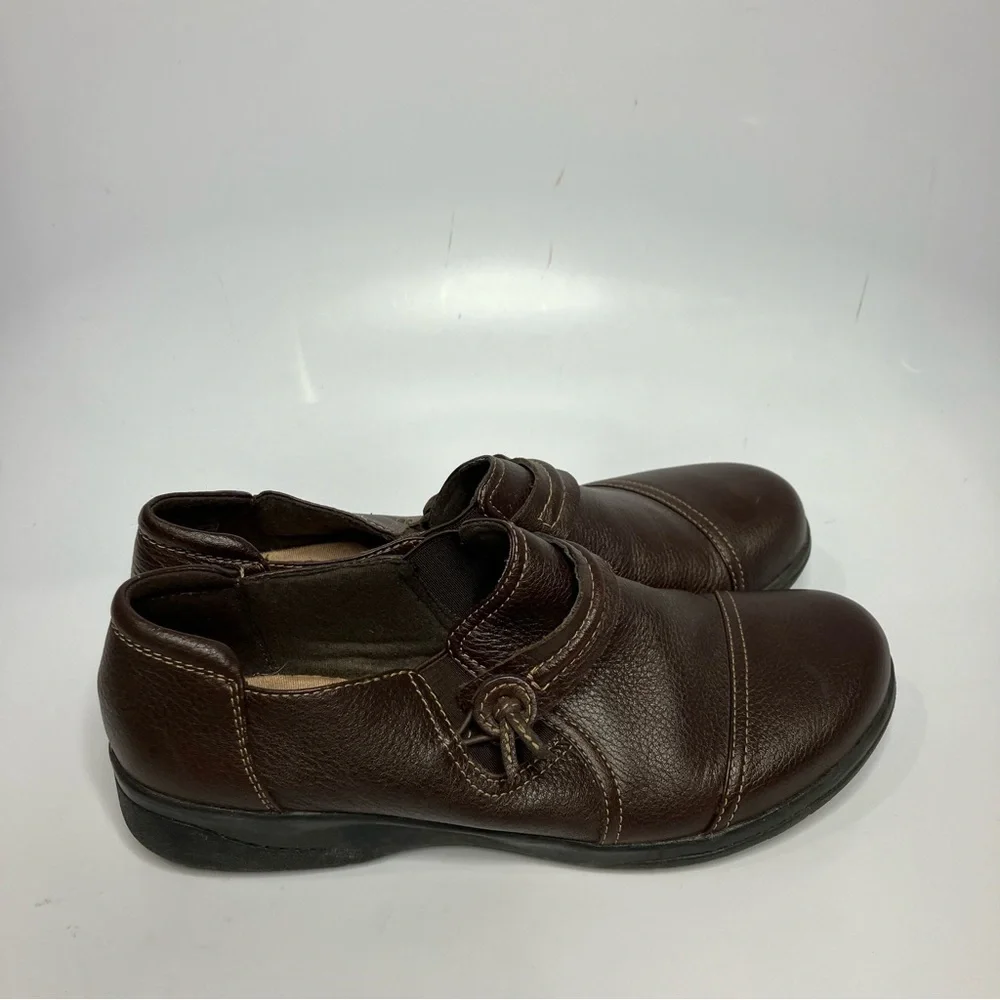 Clarks Cheyn Madi brown leather‎ slip on shoes size 10